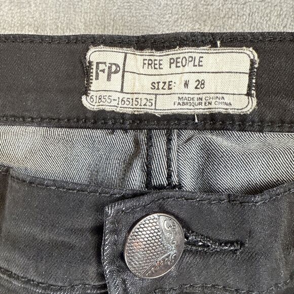 Free People Women's 28 Black Wash Stretch Denim Skinny Jeans Mid Rise - Picture 2 of 6